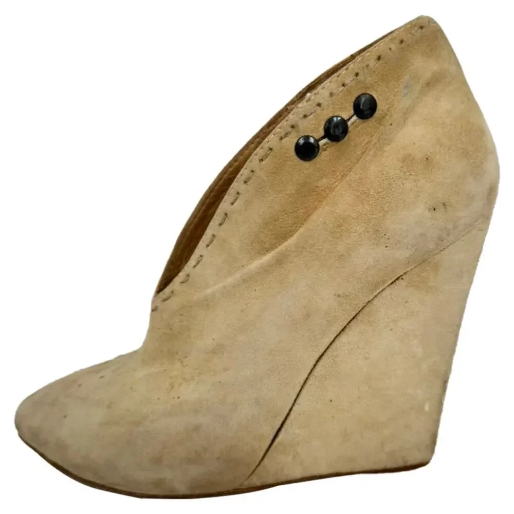 Giuseppe Zanotti Wedge Ankle Boots in Beige Suede